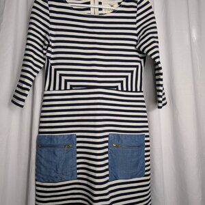 Tabitha Navy and White stripe mini dress 3/4 sleeve (Anthropologie) size 2